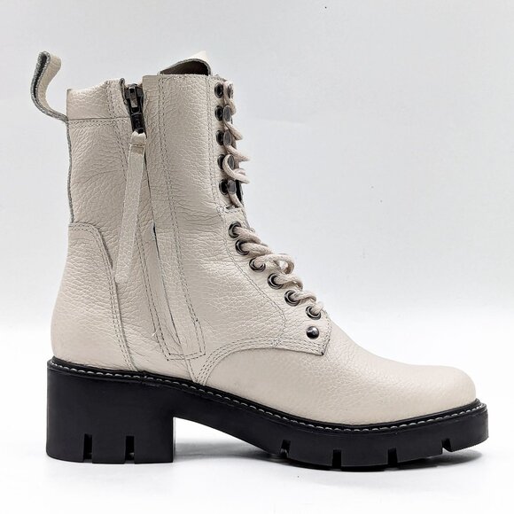 Golo Women Peace War Tapioca Leather Lace-up Zip Combat boots size 7.5 - Picture 11 of 11